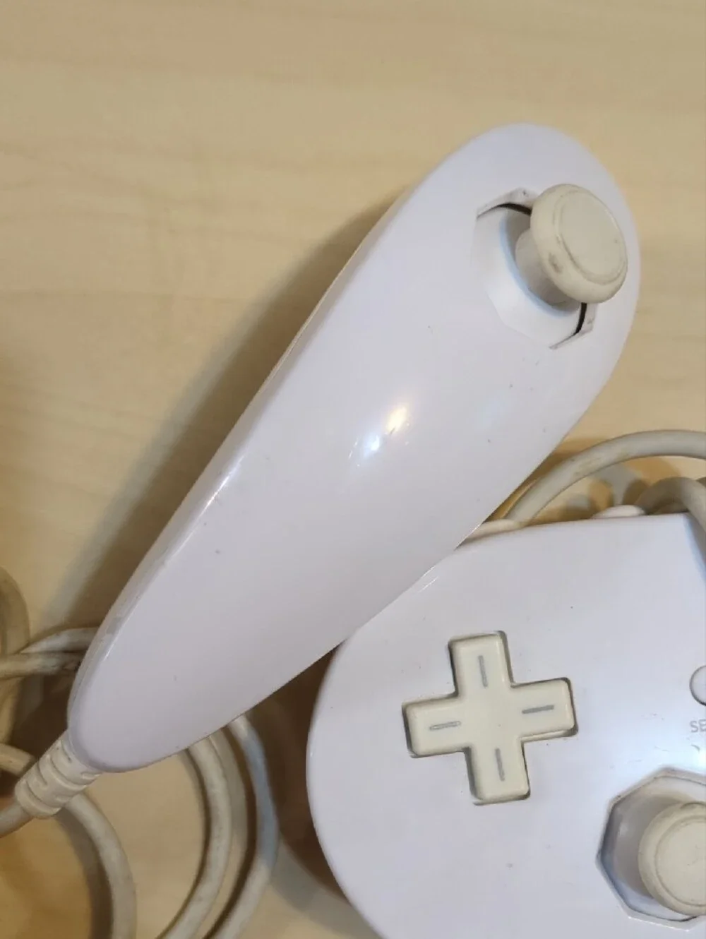 Nintendo White Wired Classic Wii Controllers with Matching Nunchuks
